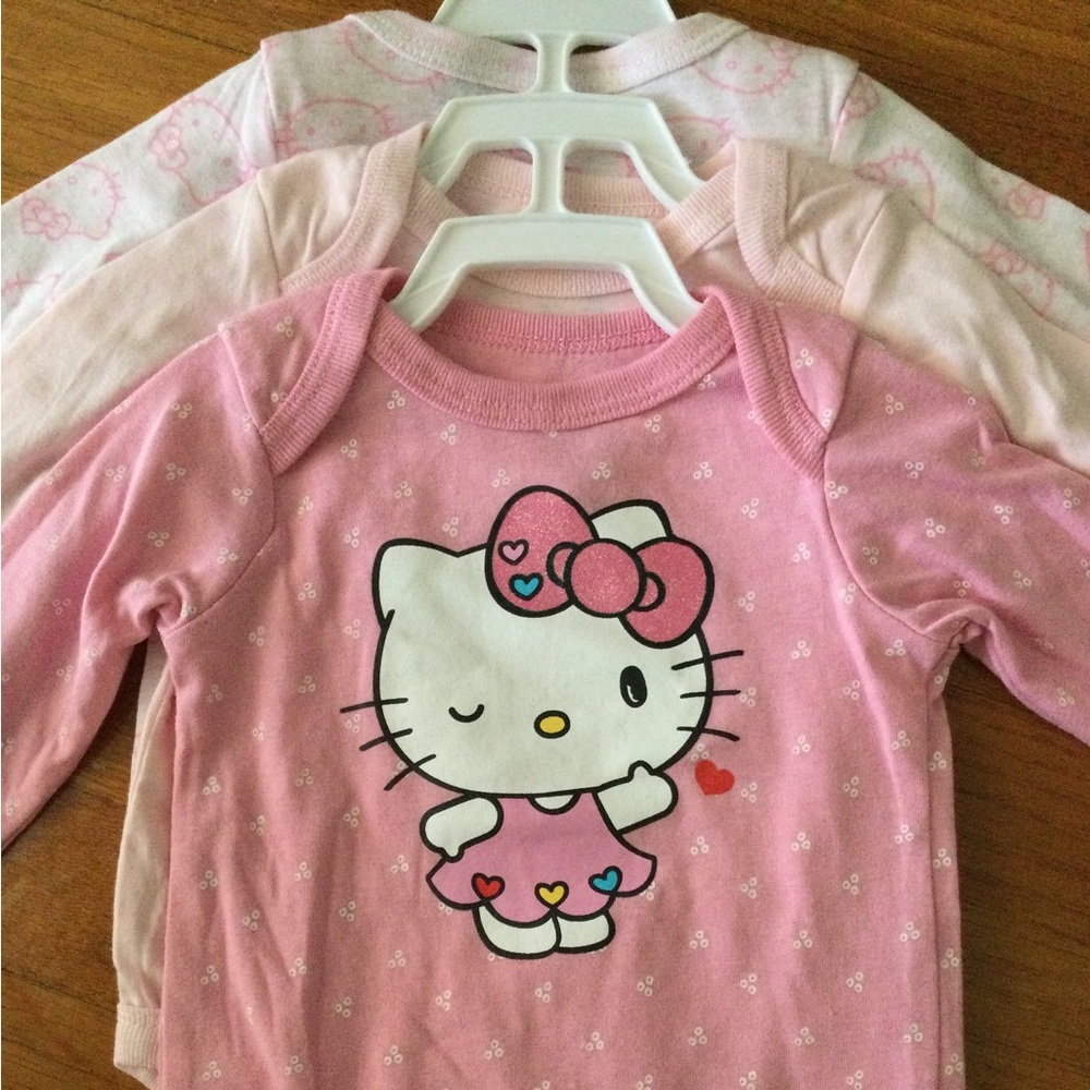 Hello Kitty 3-pk long sleeve pink onesies, size 3-6 months, brand new